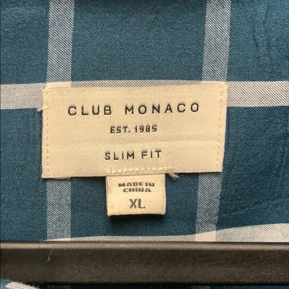 Club Monaco blue white plaid button down - Picture 2 of 4